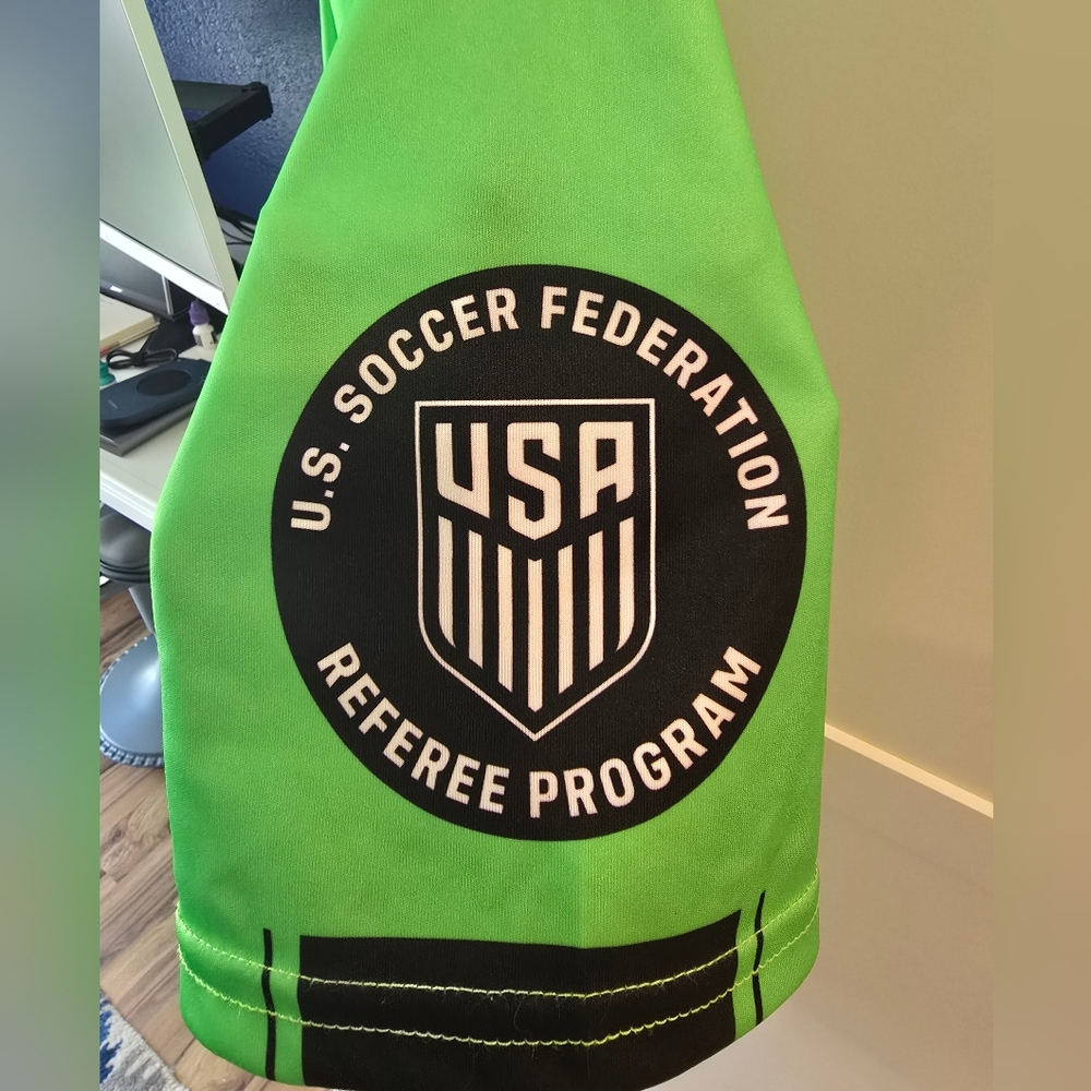 Womens US Soccer Federation Soccer Referee Green Quarter Zip Short Sleeve - Picture 4 of 4